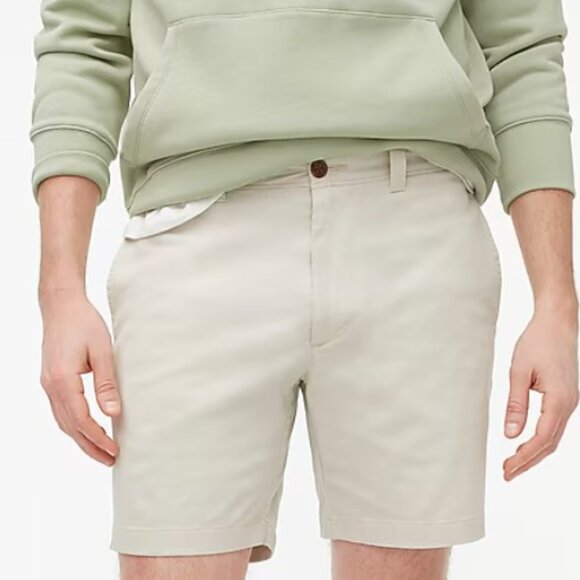 J. Crew Factory Shorts Mens 34 Stone 9" Flex Chino Flat Front Prep Cotton Blend - Picture 2 of 11